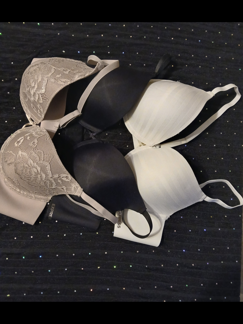Express 3-Pack T-Shirt Bras in Black, White & Taupe